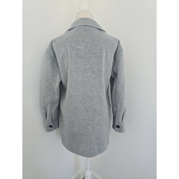 Sanctuary Fisher Grey Faux Fur Oversize Relaxed Cargo Car Coat Jacket Shacket XS - Picture 8 of 11
